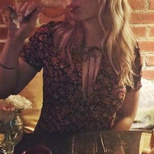 Free People Floral Deep V Dress